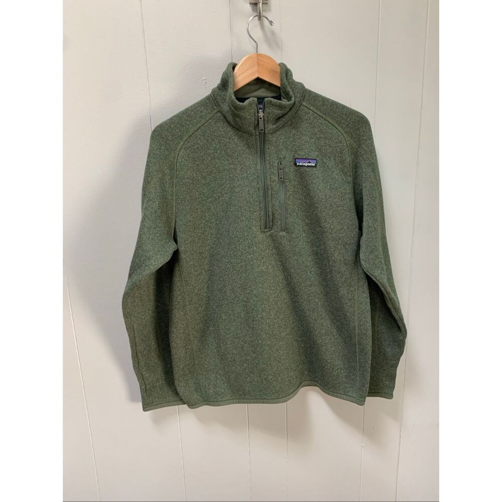 Patagonia Mens Better Sweater 1/4 Zip Fleece Jacket Green Medium